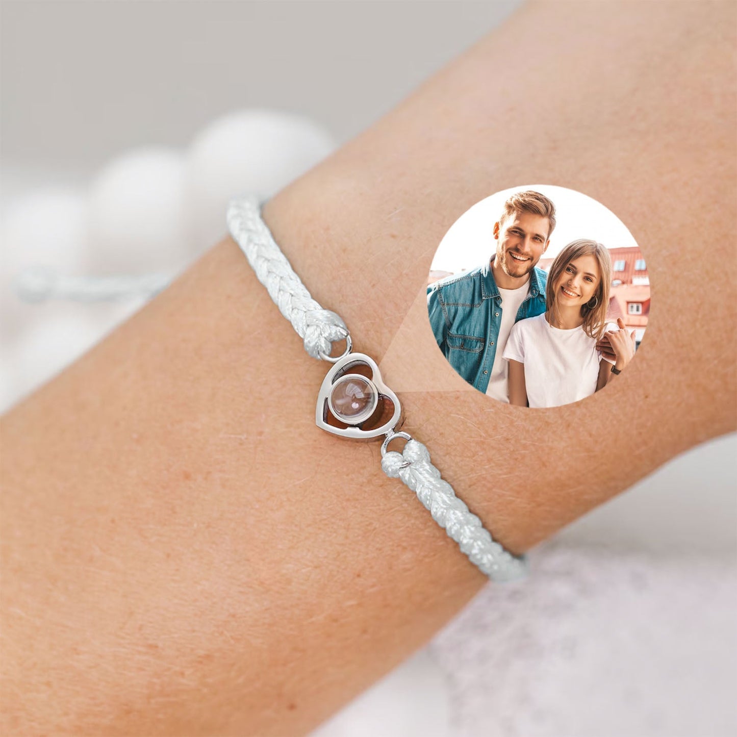 Pulsera Trenzada con Corazón y Foto Personalizada