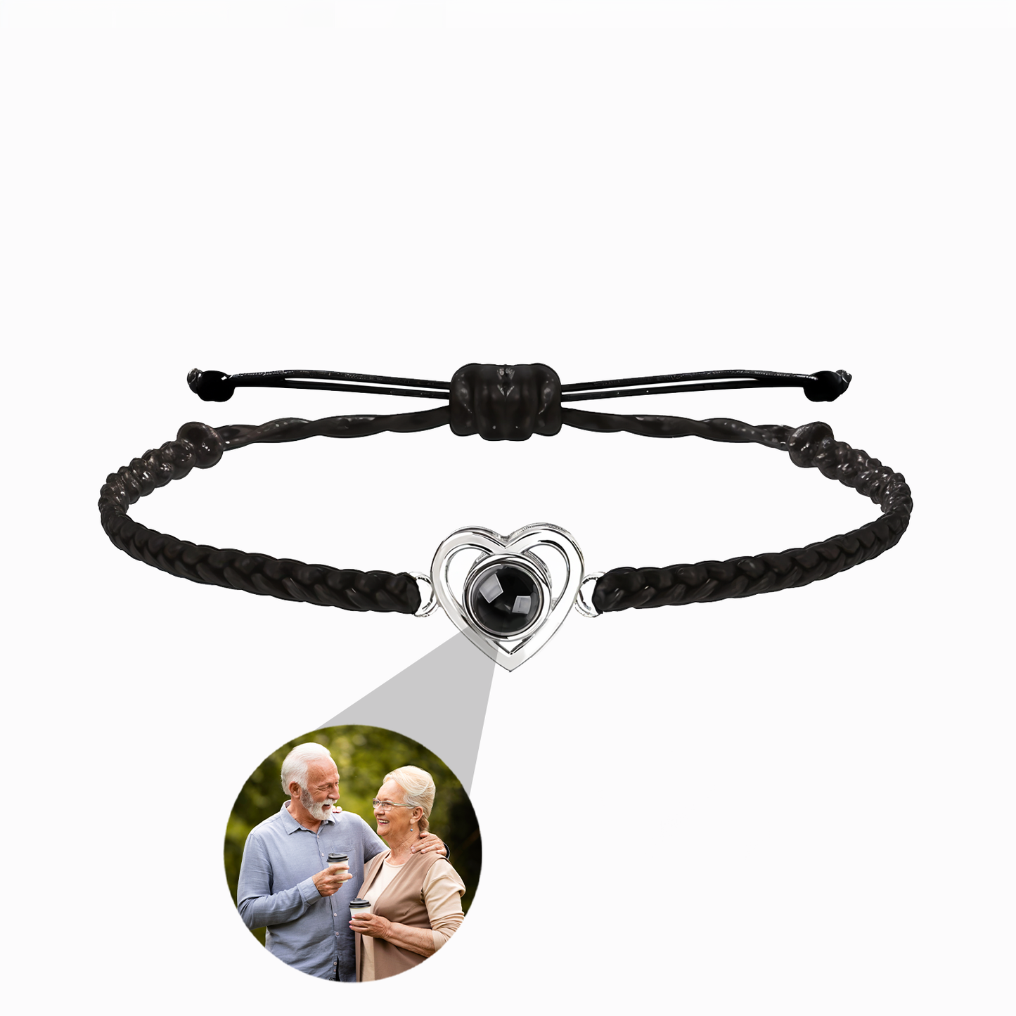 Pulsera Trenzada con Corazón y Foto Personalizada