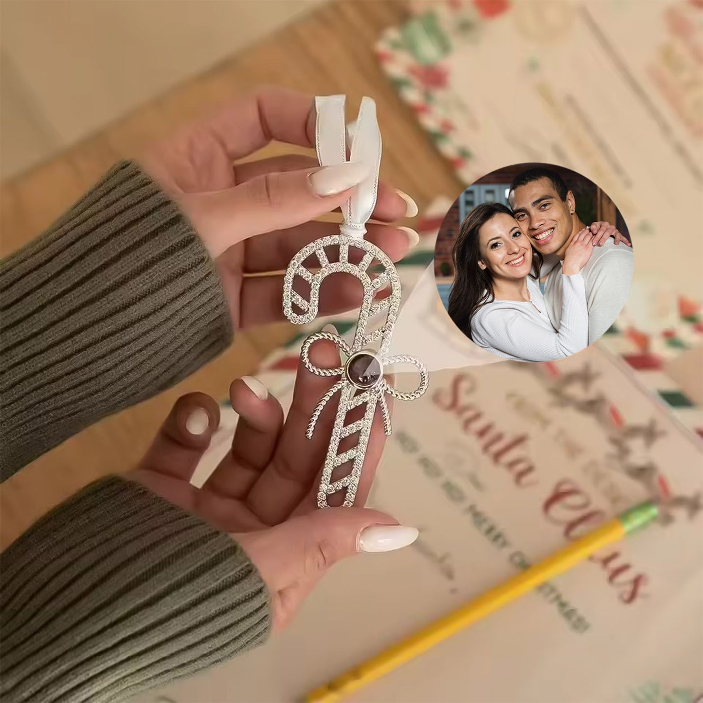 Adorno Bastón Dorado con Foto Personalizada