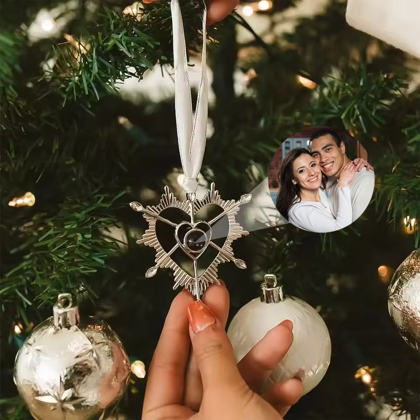 Adorno Corazón de Navidad con Foto Personalizada