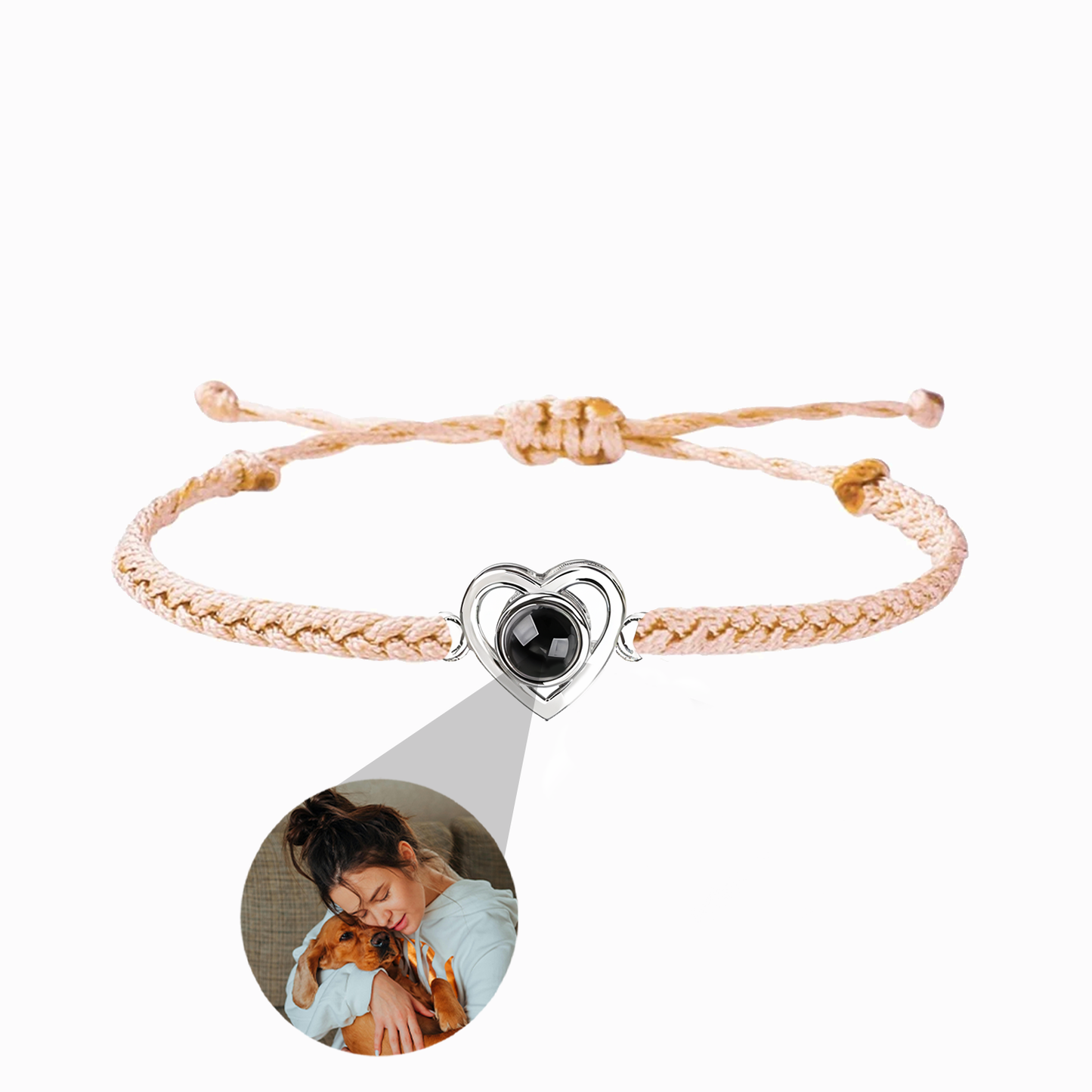 Pulsera Trenzada con Corazón y Foto Personalizada