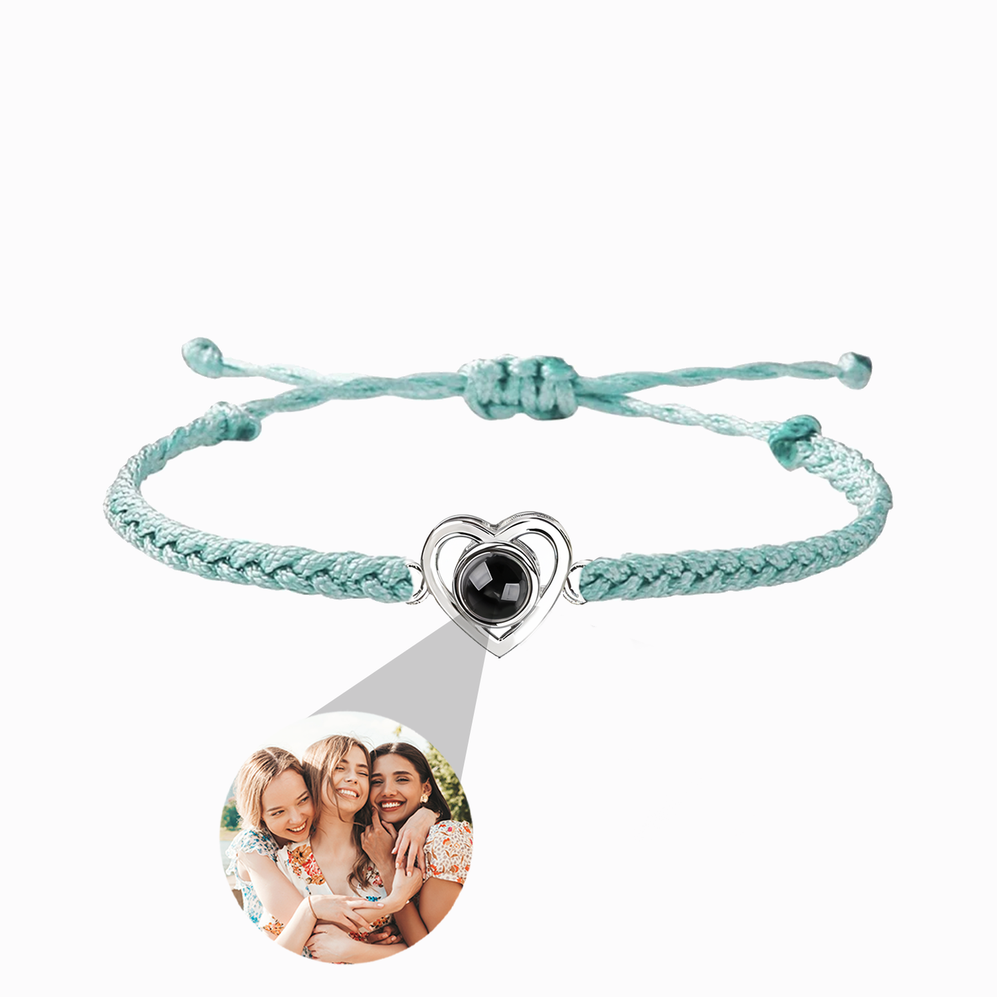 Pulsera Trenzada con Corazón y Foto Personalizada