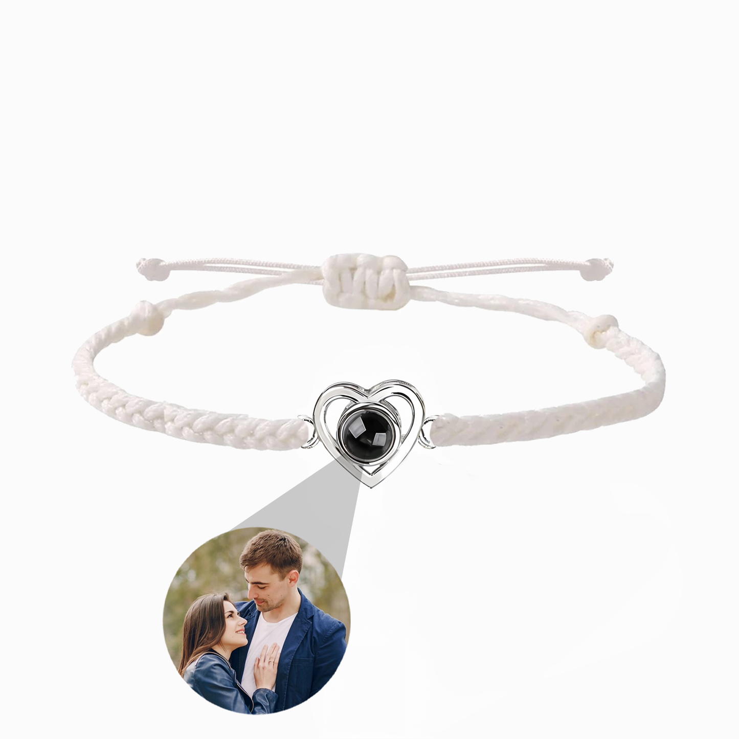 Pulsera Trenzada con Corazón y Foto Personalizada