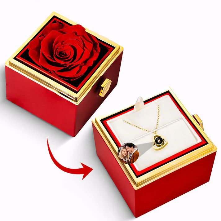 Estuche Rosa Eterna – Collar Corazón con Foto Personalizada